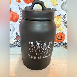 Rae Dunn Black Dancing Skeleton Medium Canister